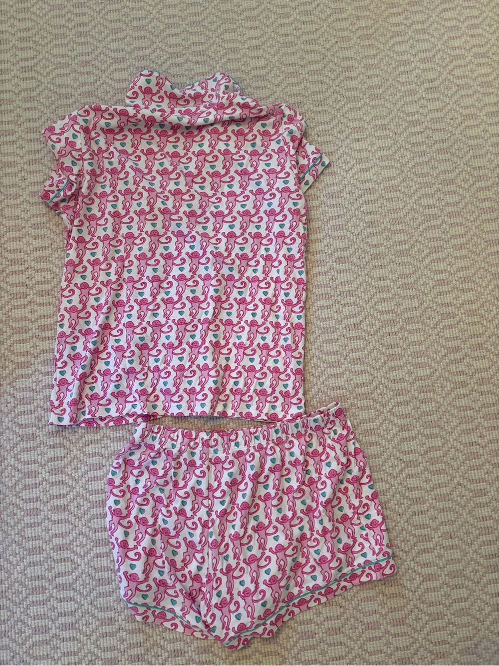 roller rabbit lovely monkey polo pajamas bubblegum - Picture 2 of 3